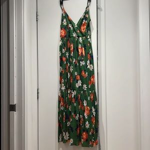Green floral maxi dress